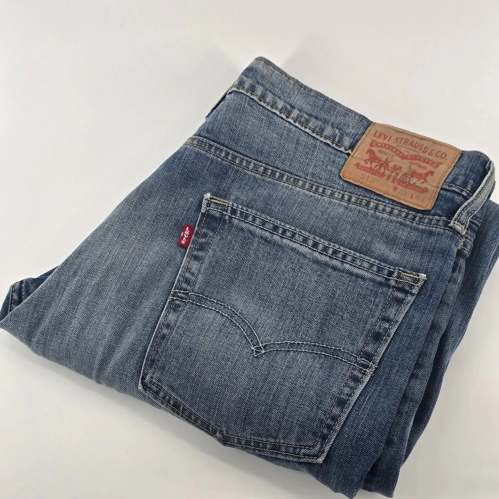 Levi's 513 Slim Straight Jeans Mens 36x34 Blue Medium Wash Denim Pants